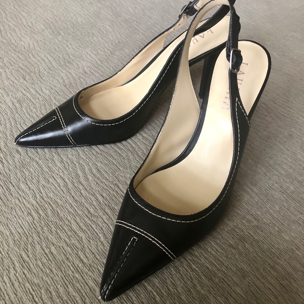 Ralph Lauren Slingback Pointed Toe Black Pumps